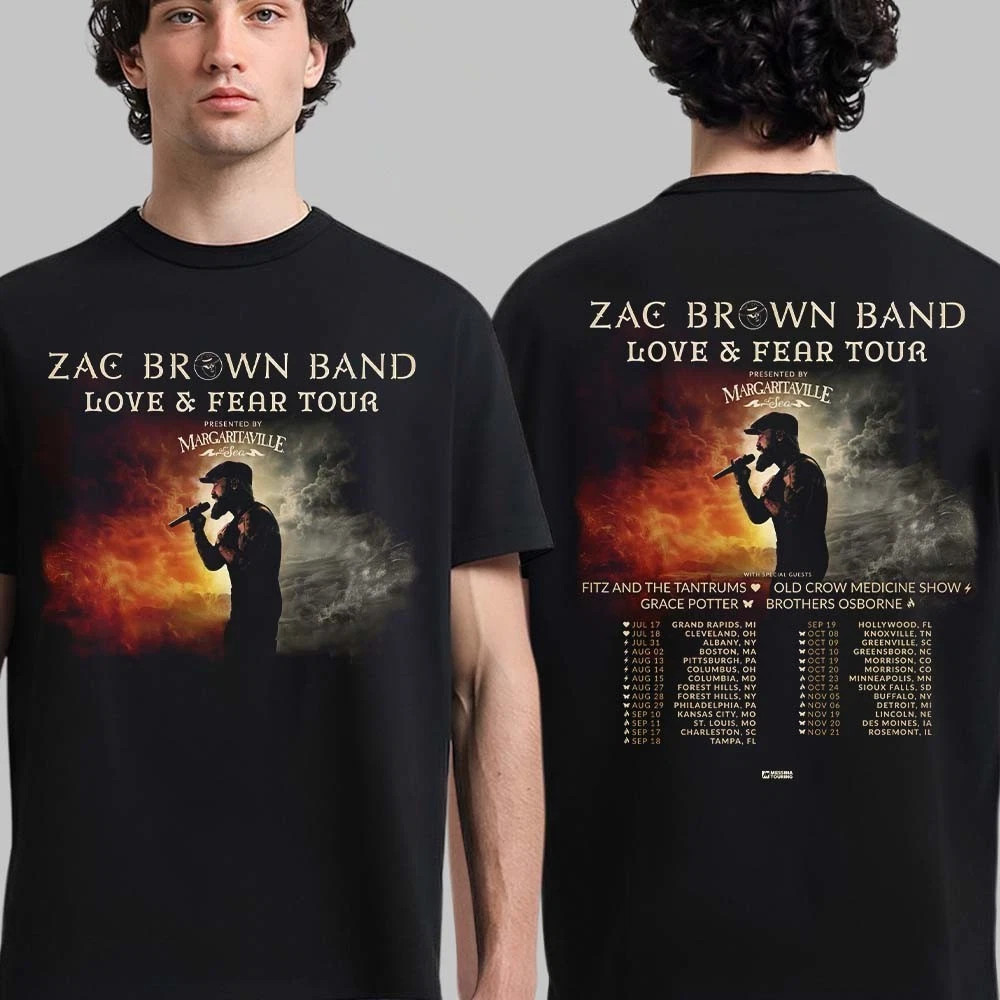 Zac Brown Band Love And Fear Tour 2026 North America Schedule Dates T-Shirt
