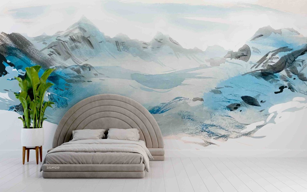 3D Mountain Landscape Watercolor Wall Murals Wallpaper Murals Wall Sticker