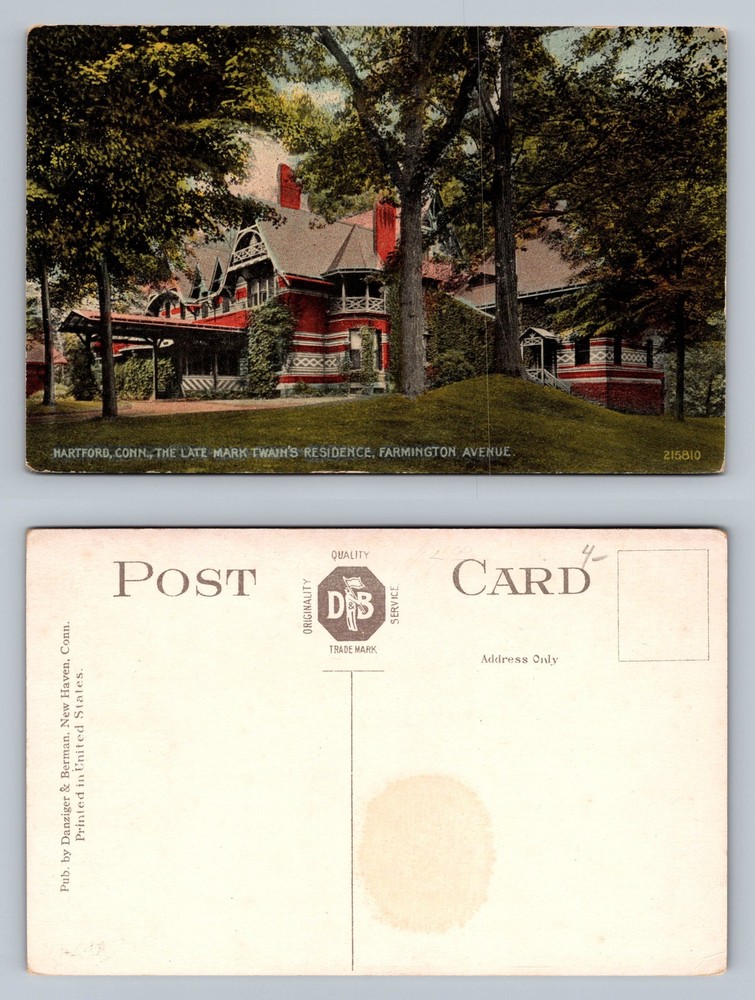Hartford, CT-Connecticut, Mark Twain Residence Farmington Vintage Postcard