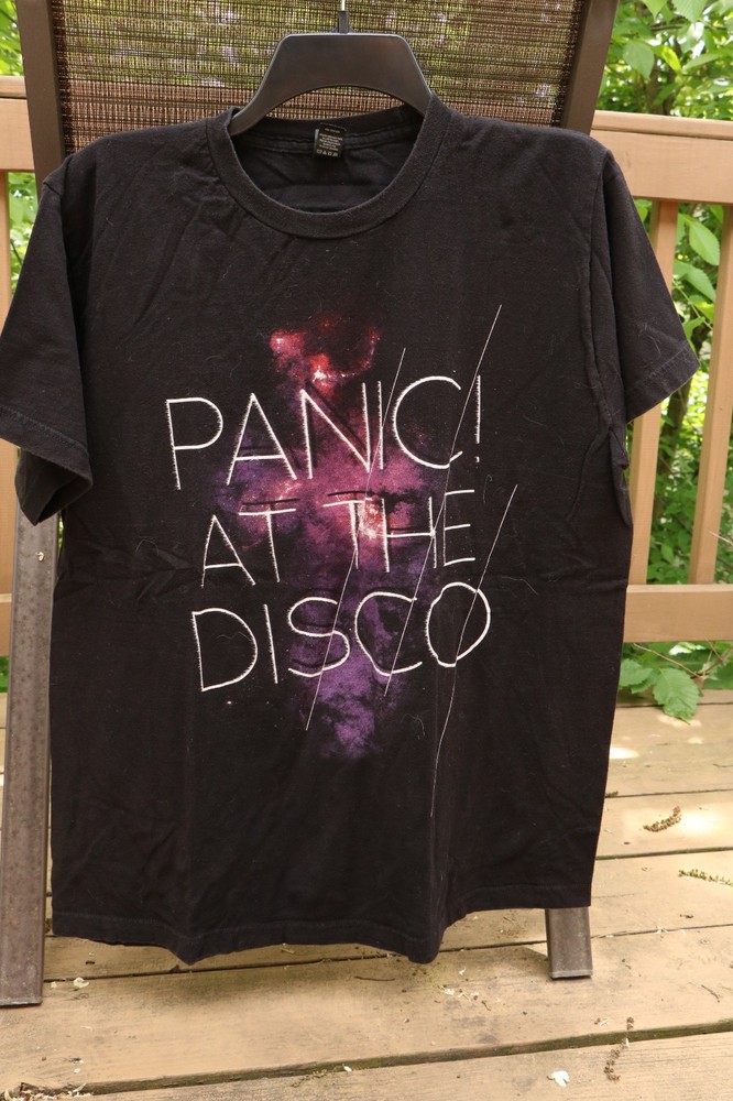 Black Panic at the Disco Band Print Tee Shirt Size L