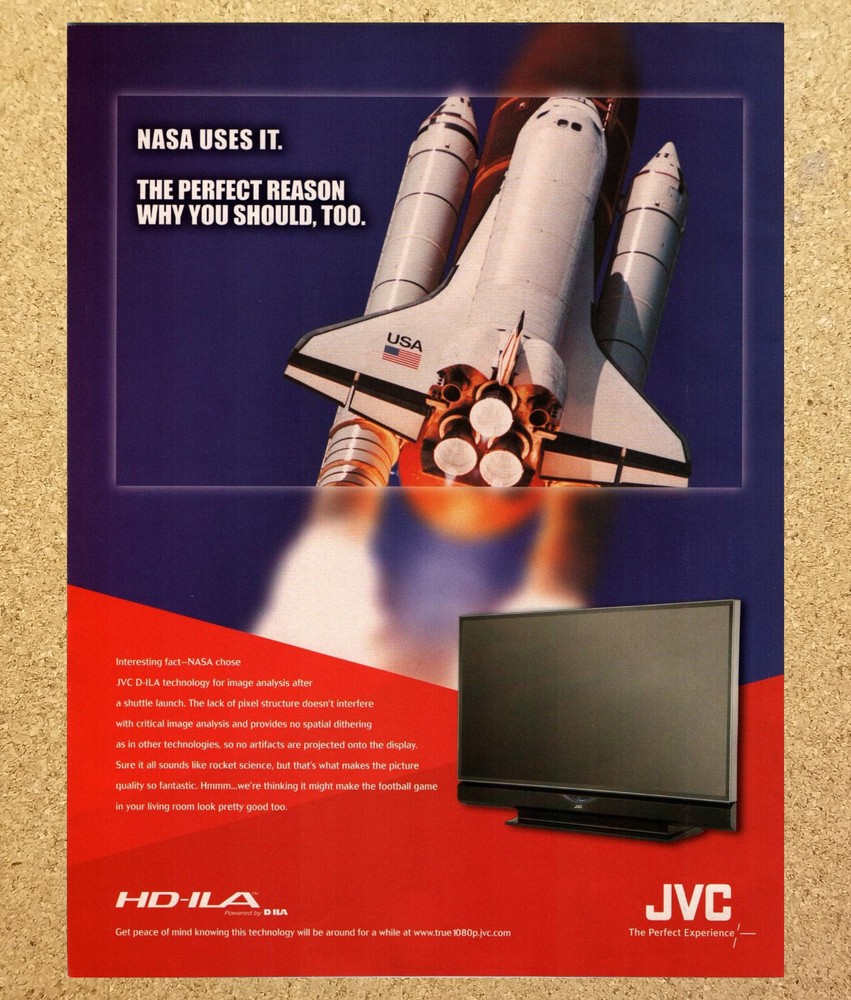 JVC HD-ILA Panel TV NASA Uses It - Magazine Print Ads Ephemera Art 2006