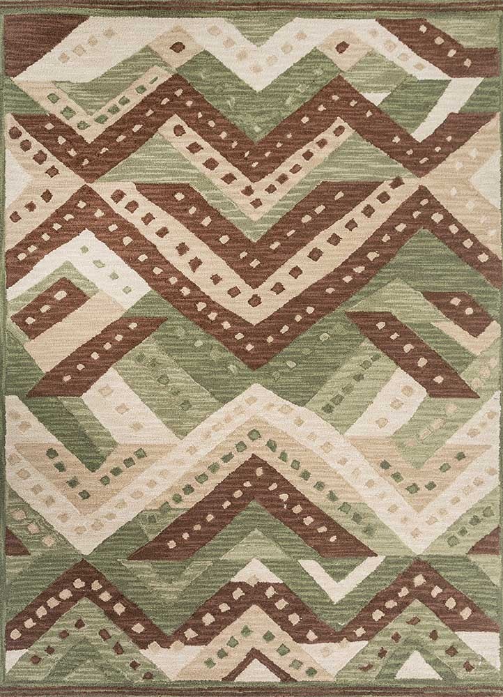 Modern Hand Tufted Nz Wool Rug Color Cocoa Brown/Green Handmade Design Carpet Ru
