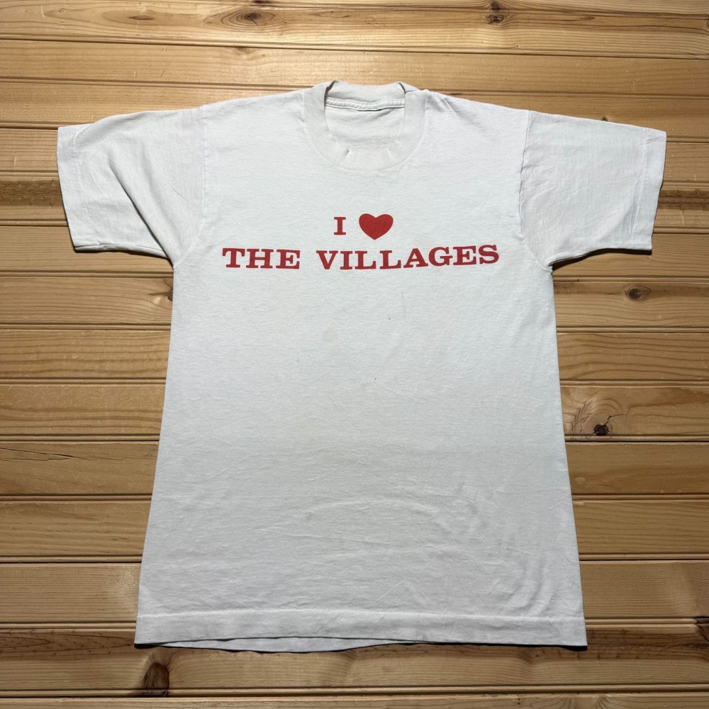 Vintage 80s 90s I Heart The Villages Florida Single Stitch Souvenir Shirt Small