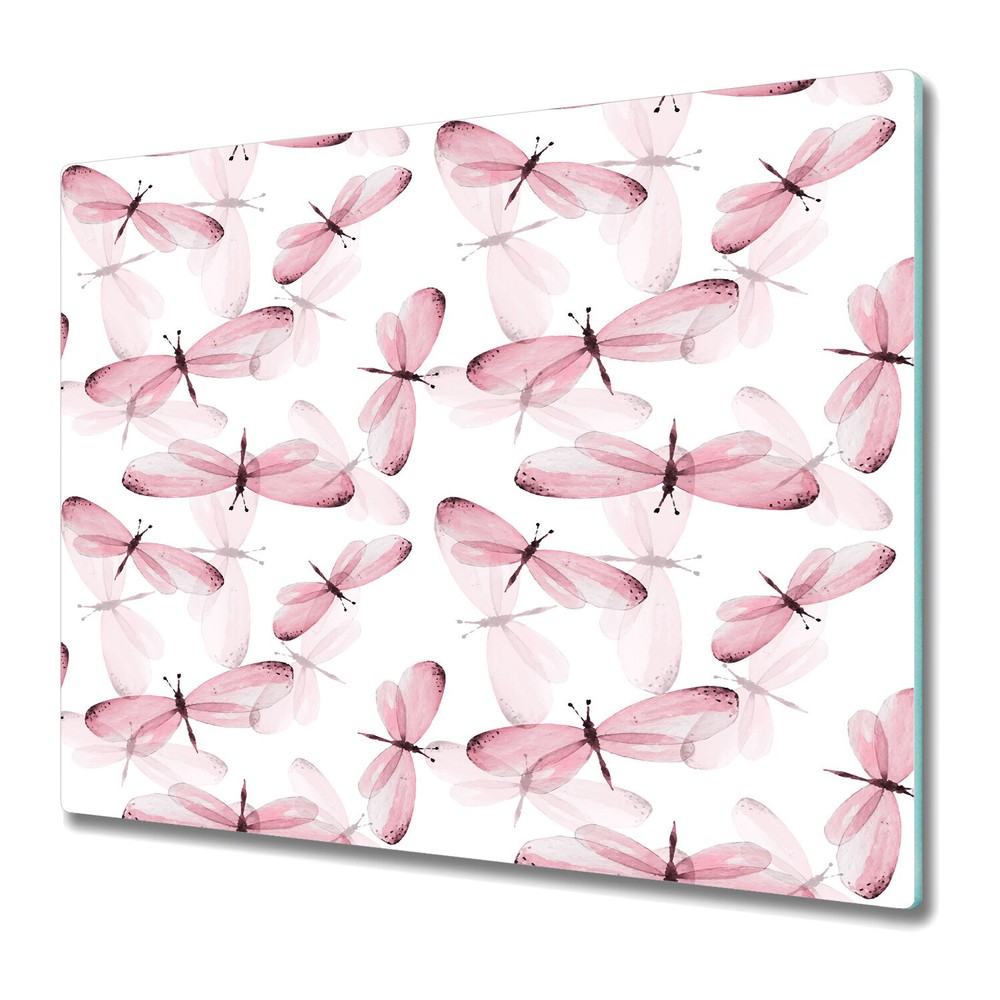 Glass Surface Protector Worktop Saver Butterflies pink and white photo 60x52
