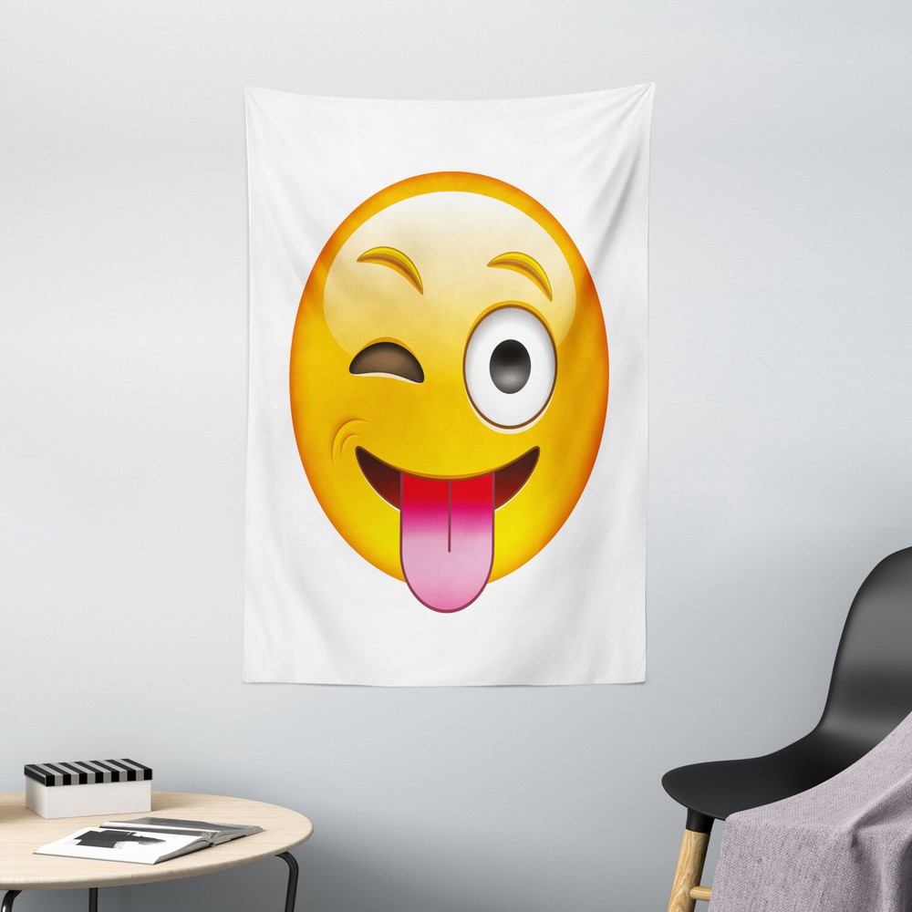 Emoji Tapestry Cartoon Romantic Smiley Print Wall Hanging Decor