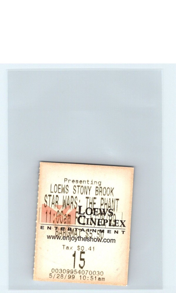 STAR WARS: THE PHANTOM MENACE Movie Ticket Stub 5/28/99