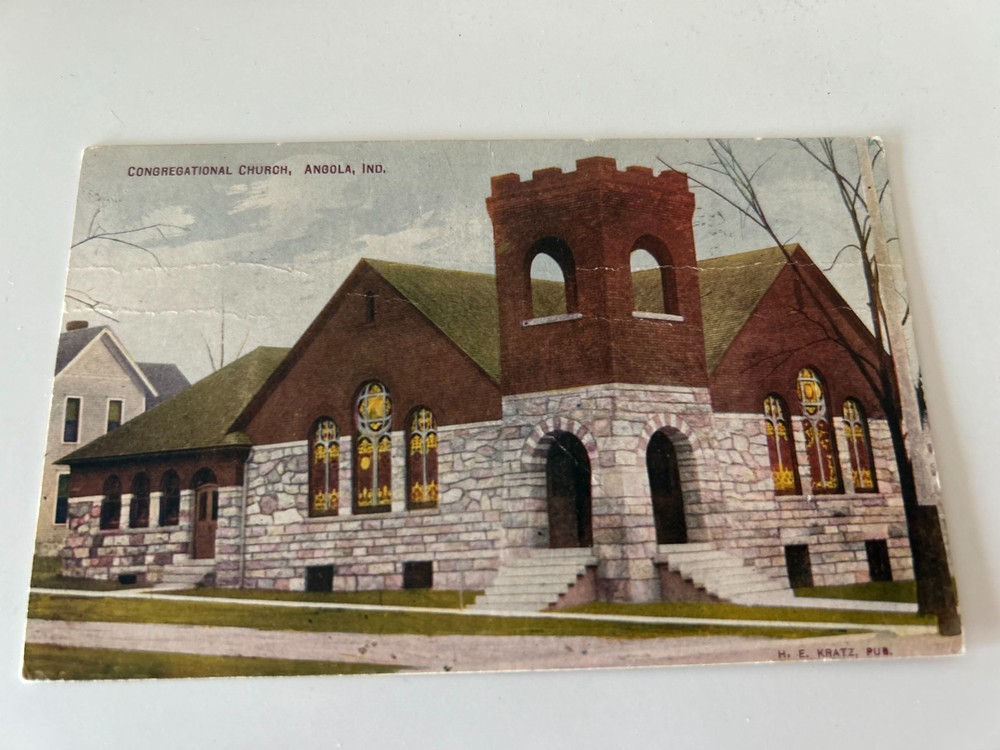 Congregational Church Angola Indiana IN Postcard
