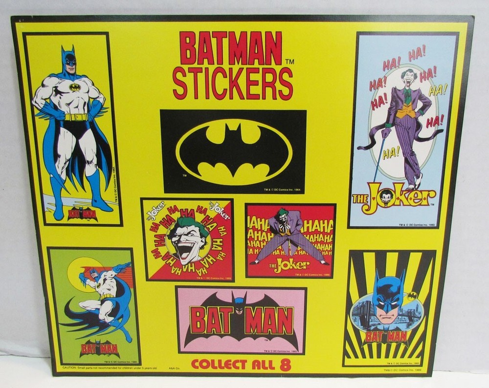 BATMAN STICKERS 1989 BUBBLE GUM MACHINE VENDING DISPLAY CARD THE JOKER DC HERO