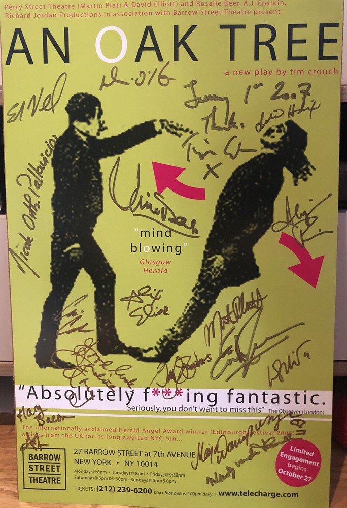 Cast Signed AN OAK TREE Off Broadway Poster Windowcard Denis O’Hare, Jim Dale ++