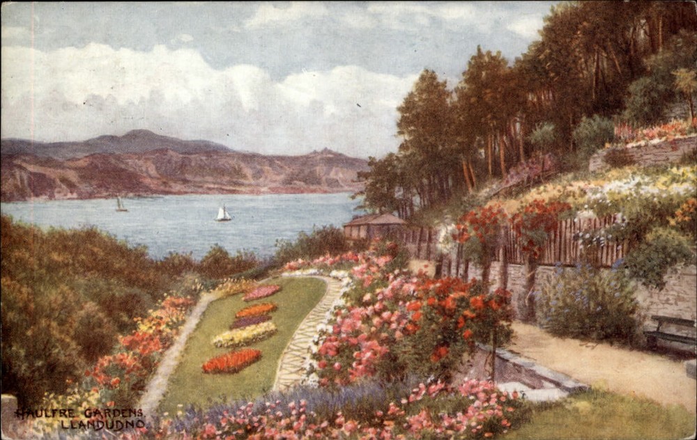 Llandudno Wales United Kingdom Haultre Gardens J Salmon pastel 1961 postcard