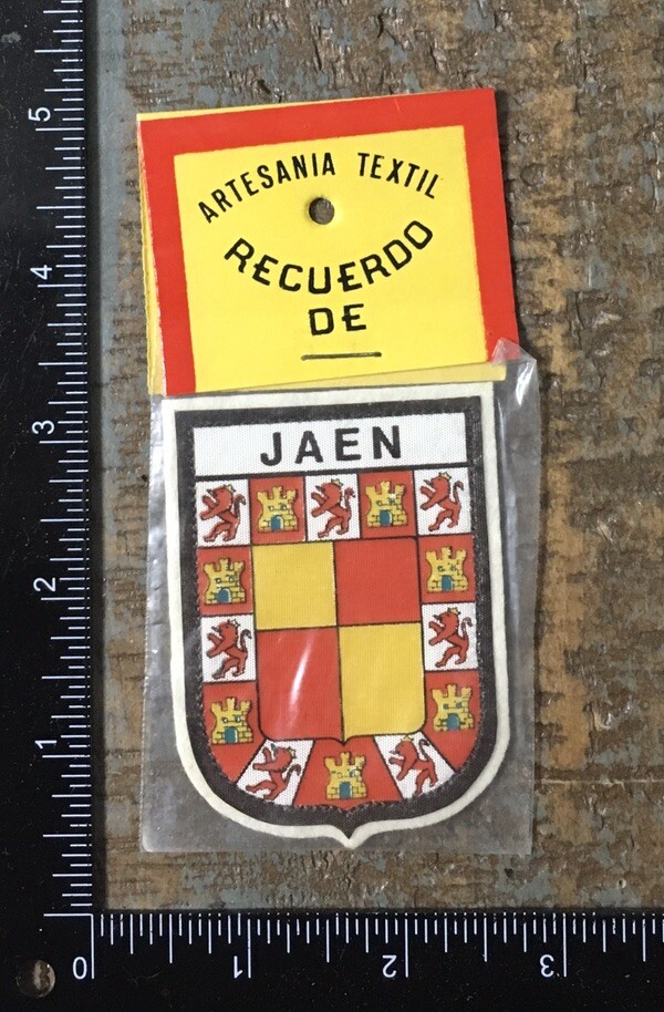 Vintage JAEN Spain Coat Of Arms Crest Travel Souvenir Woven Patch MIP