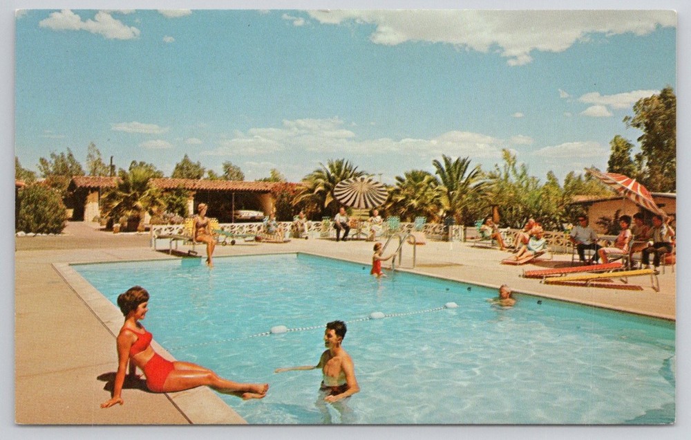 Vintage GHOST RANCH LODGE Pool Postcard Tucson Arizona 1950s Ray Manley