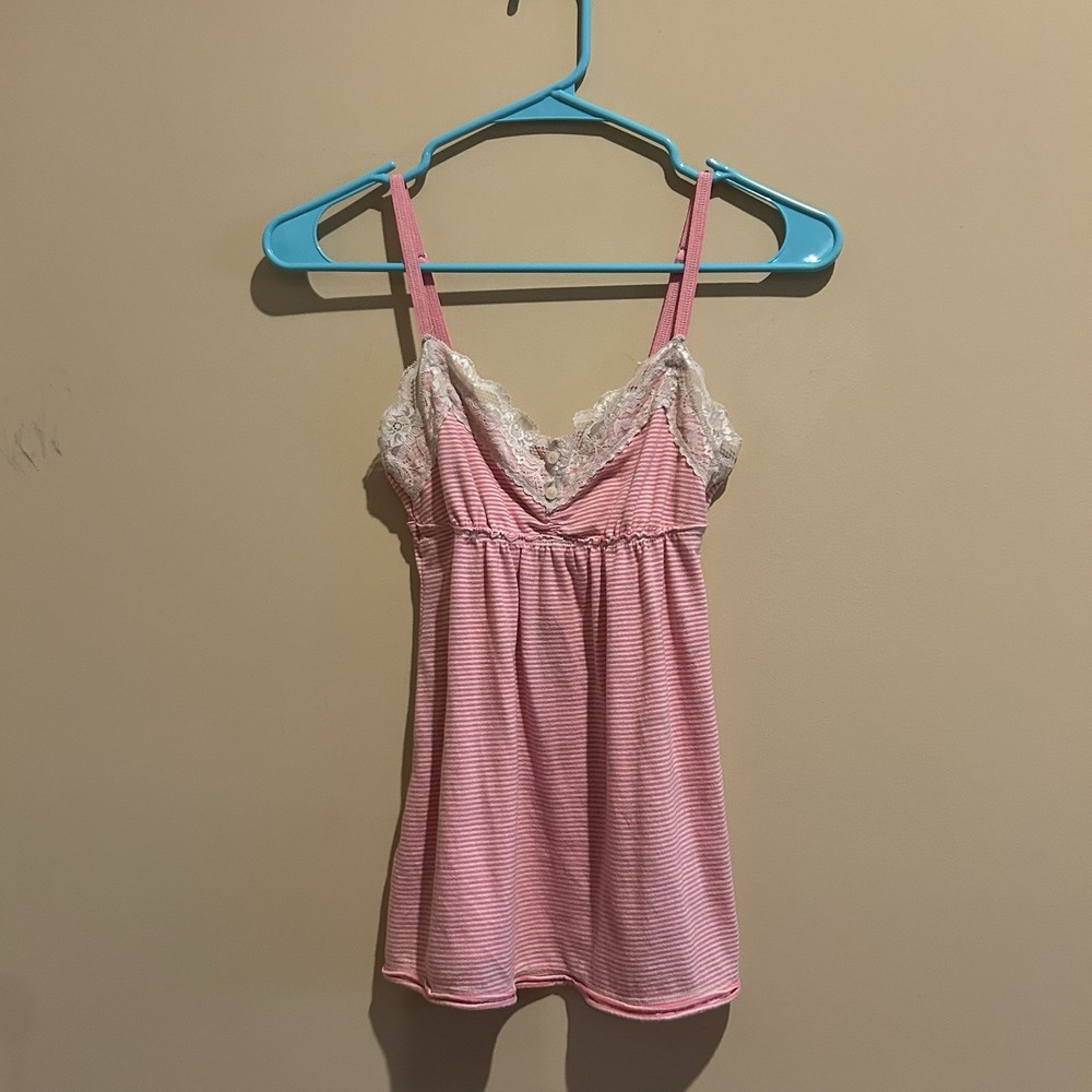 Vintage Hollister Top Size S Babydoll Coquette Striped Tie V-Neck Y2K Bella Swan