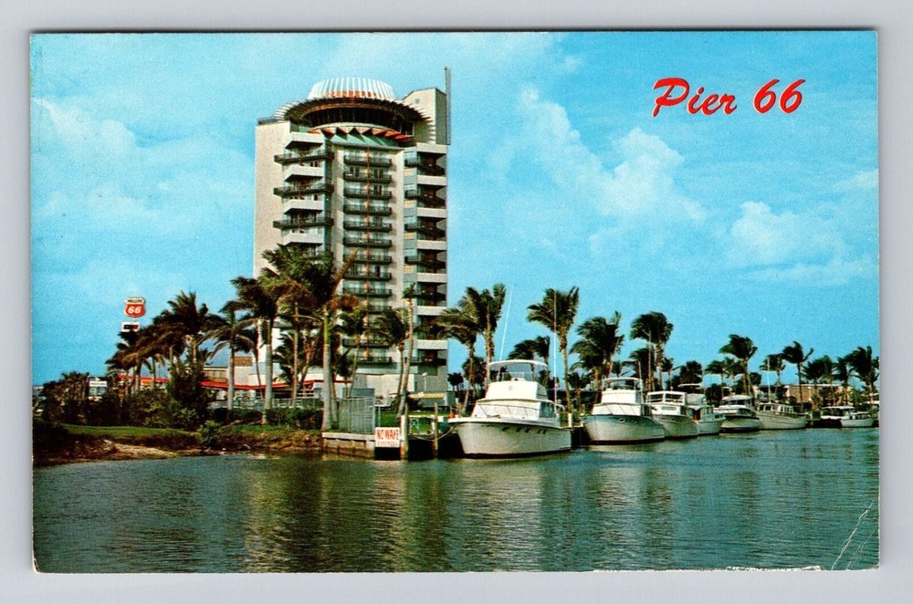 Ft Lauderdale FL-Florida, Pier 66 Motor Hotel, Advertising, Vintage Postcard