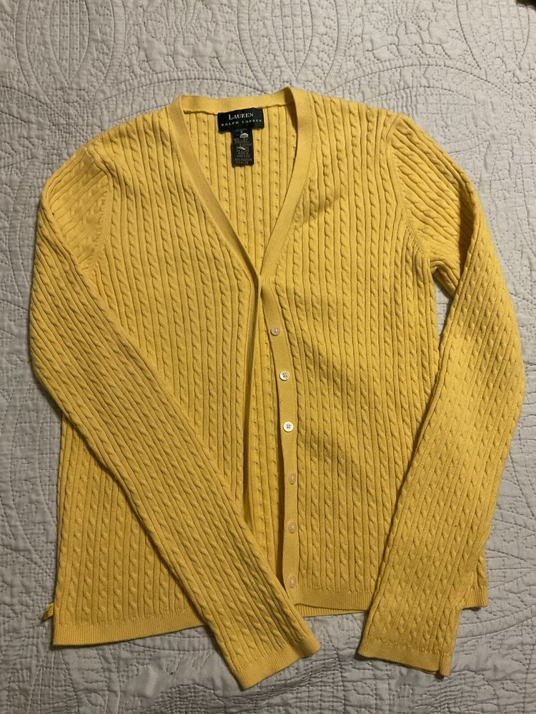 Ralph Lauren Women's Sweater Cardigan Yellow Sz Small