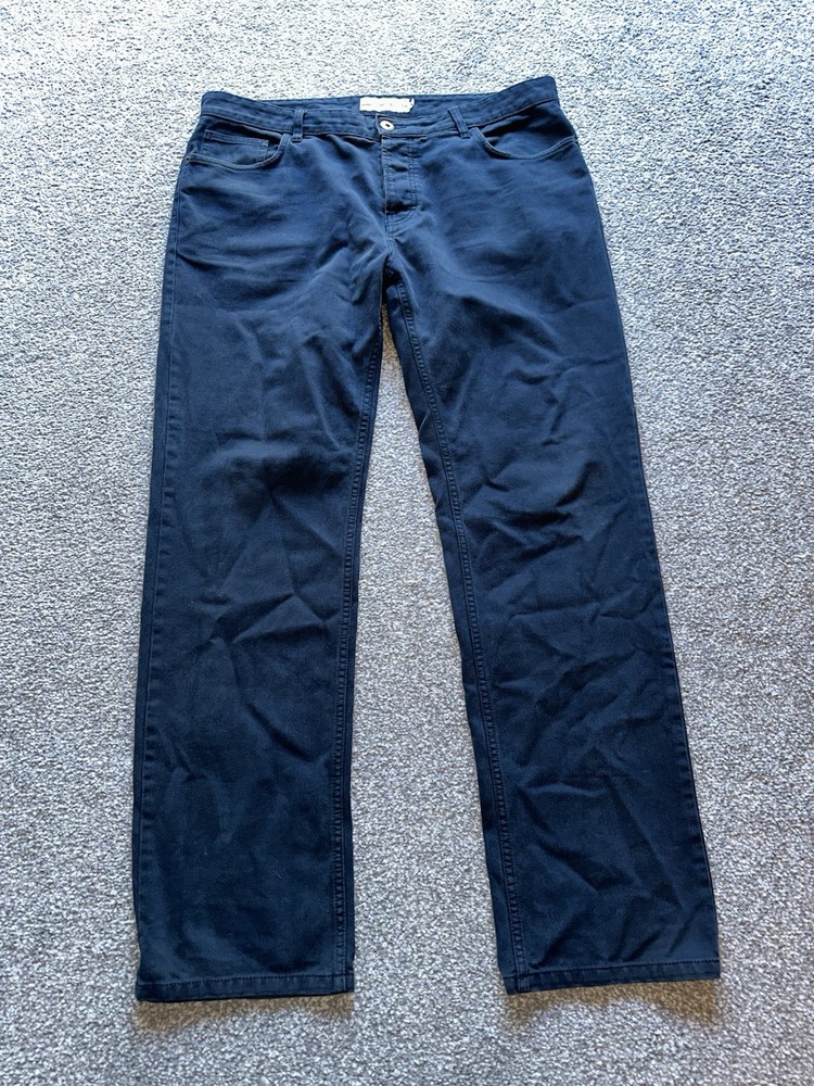 Men's Dark Navy Corduroy Straight Fit Cotton Trousers - W36 L31