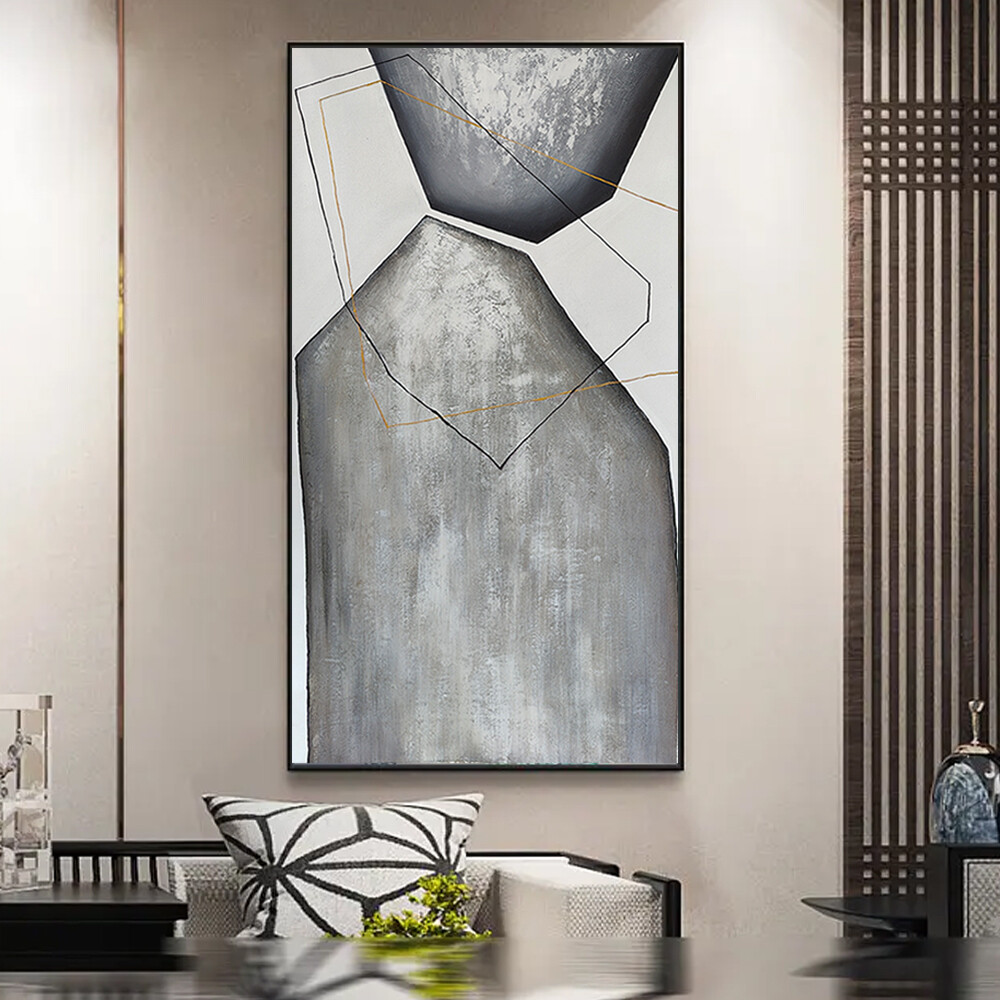 Abstract Oil Painting Geometry Textured Modern Wall Art Handpainted Oil Painting
