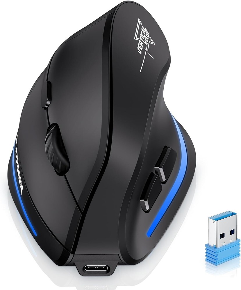 Rechargeable LED Ergonomic Bluetooth Mouse with 3-in-1 Connectivity at 6.7 oz