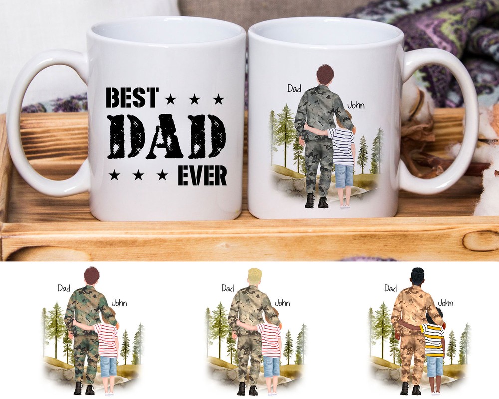 Personalized Solider Mug Best Dad Ever Dad And Son Custom Name Mug Gift For