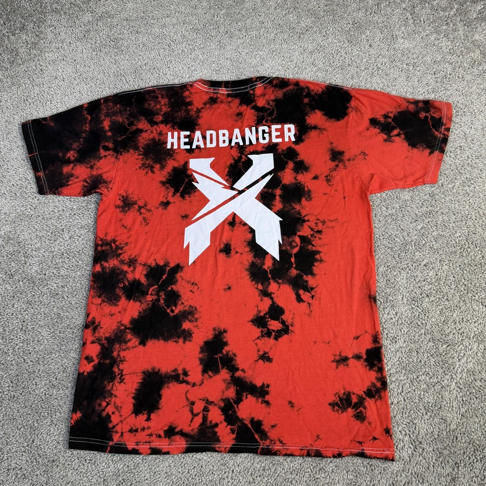 Excision Shirt Mens L Red Headbanger Tie Dye EMD DJ Crew Neck Tagless