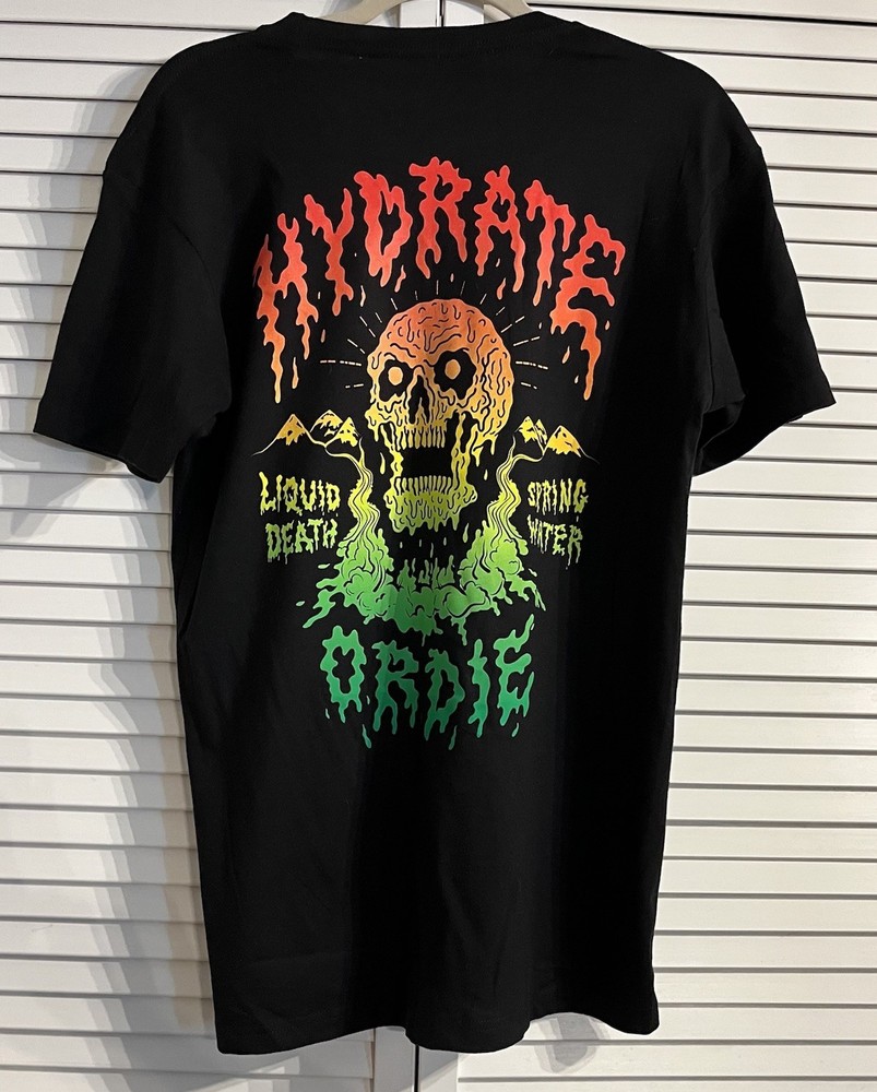 Liquid Death T-Shirt Men’s Size Medium Rasta Logo Black