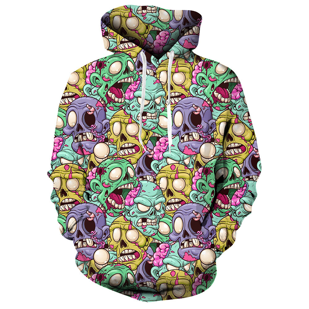 Men's Skull Monster 3D Print Casual Hoodie Pullover Jacket