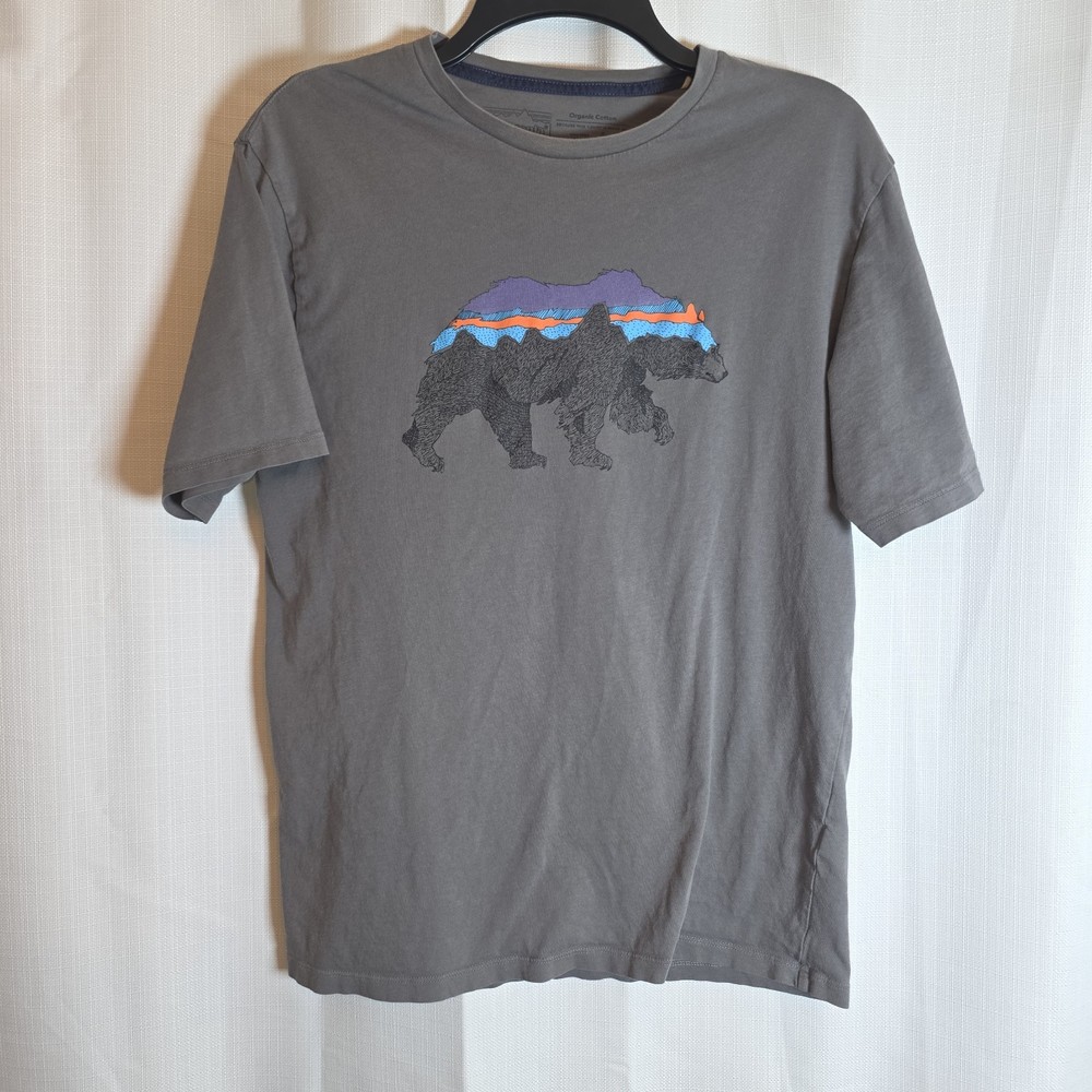 Patagonia Slim Fit T-shirt Shirt Mens Bear Roy Fitz Gray sz Small