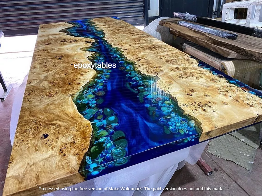 40x80 Epoxy Ocean Wave Dining Table for Living Room Bar Home Decor