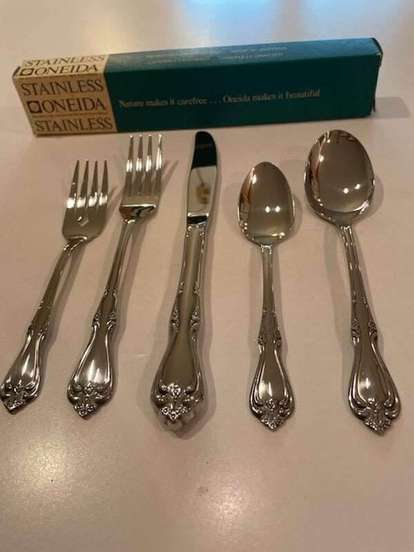 Vintage Oneida Briarwood 5 Piece Place Setting Stainless Flatware NEW in Box