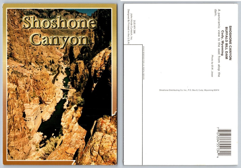 Shoshone Canyon Buffalo Bill Dam Cody Wyoming Postcard John Hinde Curteich