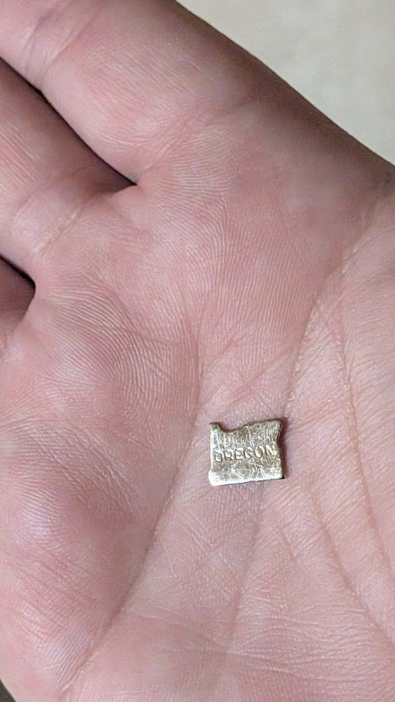 Tiny Oregon Nickel Silver Charm Collectible Oregonian Metal Knick Knack Vintage