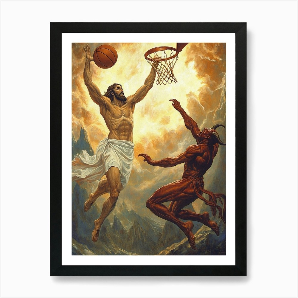 Jesus Vs Demon Art Print Framed Wall Art Poster Canvas Print Picture
