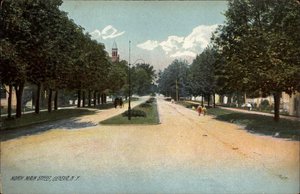 North Main Street ~ Geneva New York ~ Rotograph ~ c1910 vintage postcard