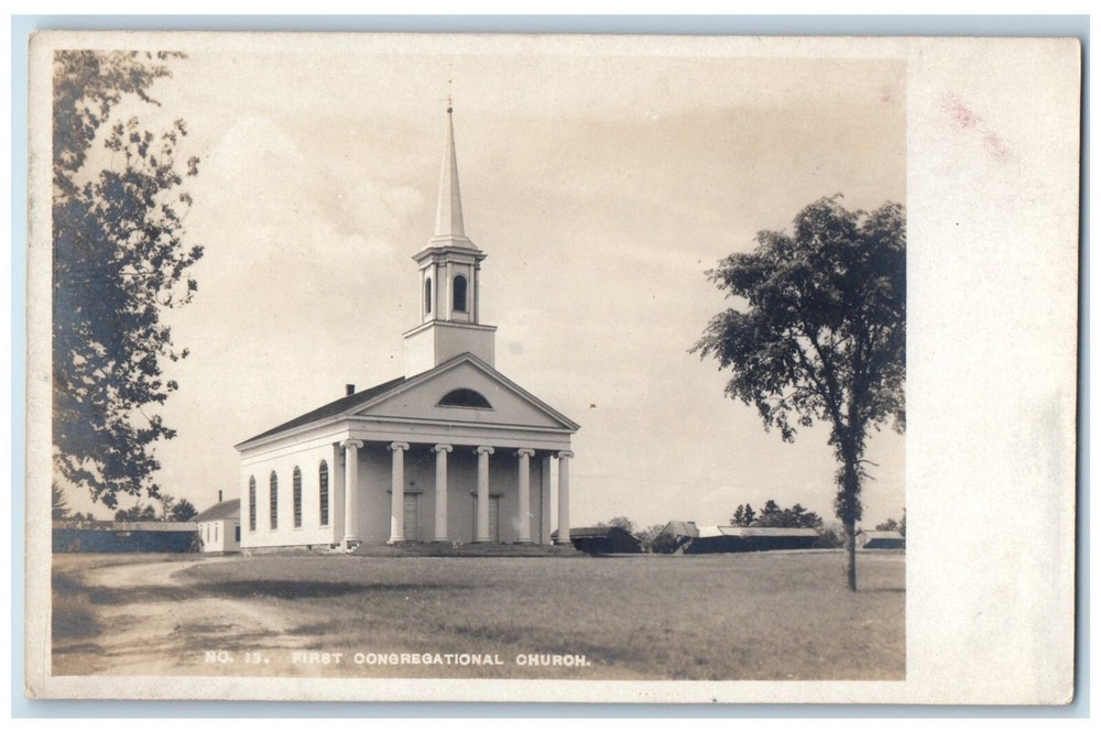 c1910's First Congregational Church Middleboro MA Antique RPPC Photo Postcard