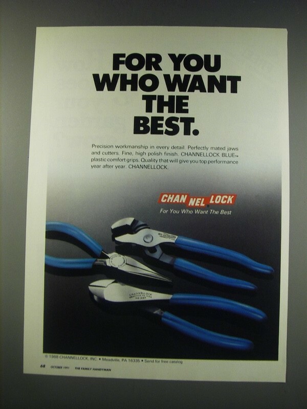 1991 Channellock Tools Ad Premium Quality for Professionals