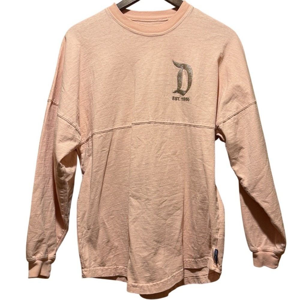 Disney Parks Spirit Jersey Disneyland Resort Size XS Pink Gold Glitter Spell Out