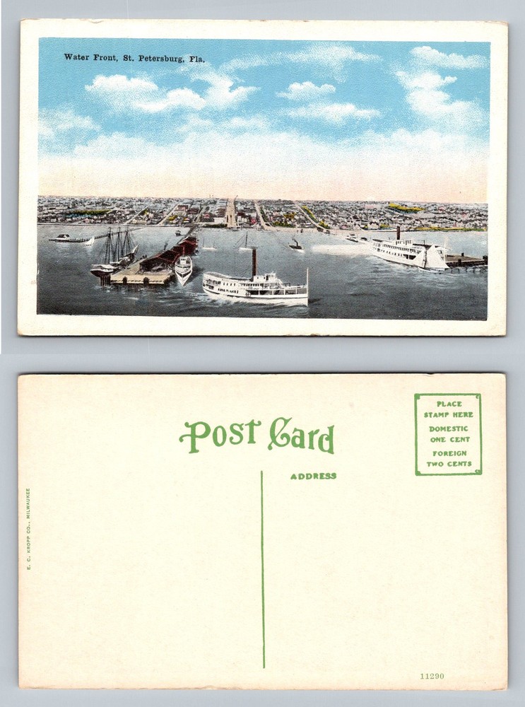 St Petersburg, FL-Florida, Waterfront Steamers In Tampa Bay Vintage Postcard