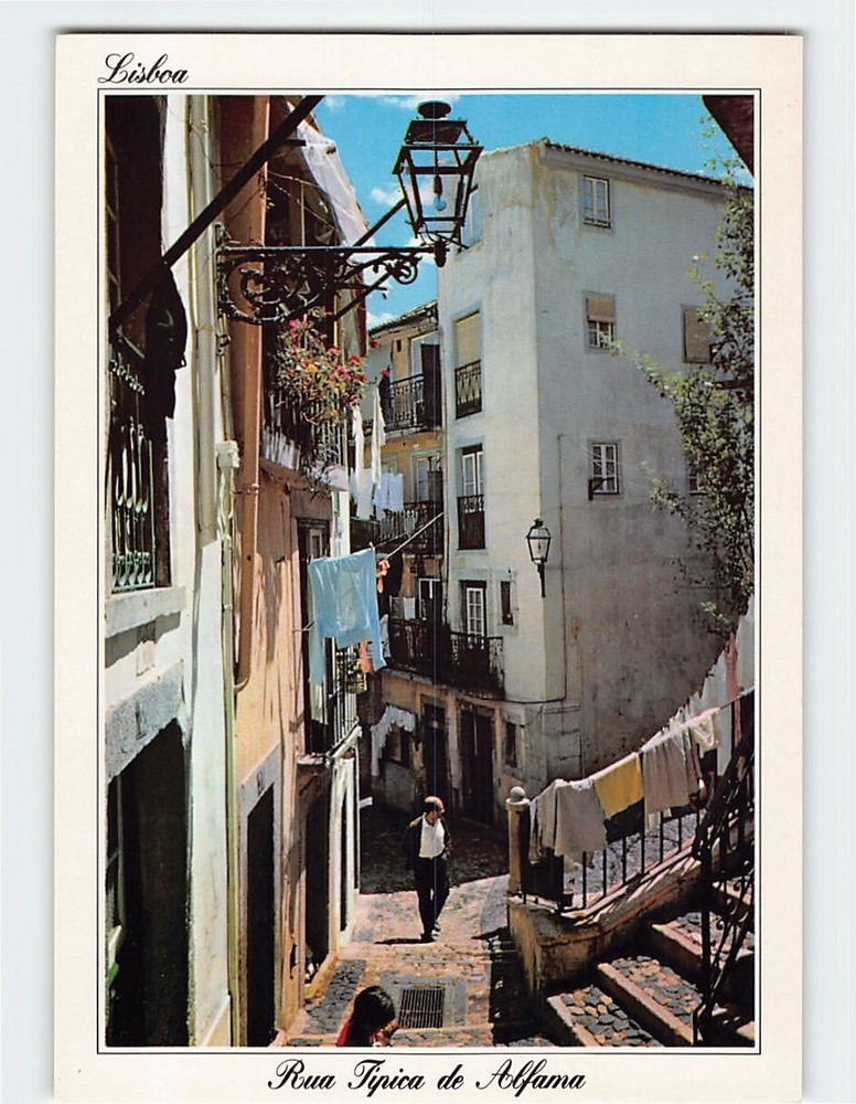 Postcard Typical Street of  Alfama Lisbon Portugal