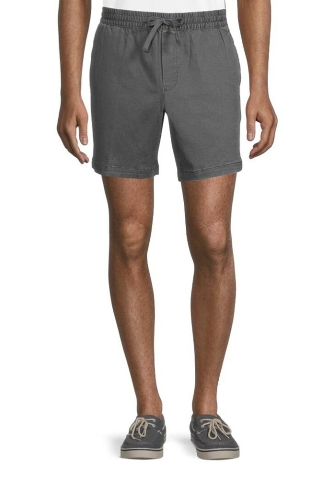 George Men's Small 28-30 Twill Pull-On Drawstring Shorts Charcoal w/Pockets EUC