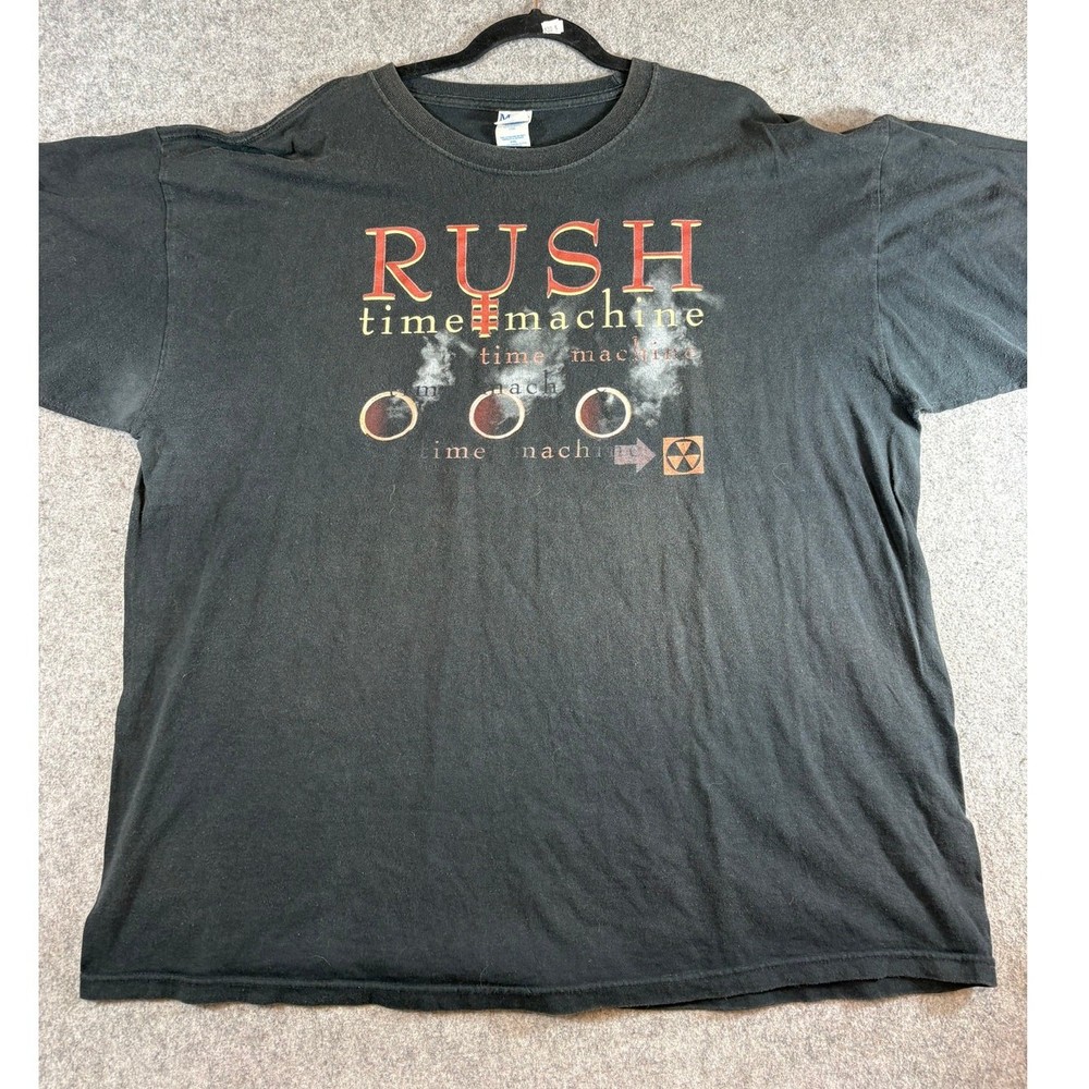 Vintage Y2K Rush Shirt Mens 2XL Black Time Machine Tour Concert Hard Rock Music