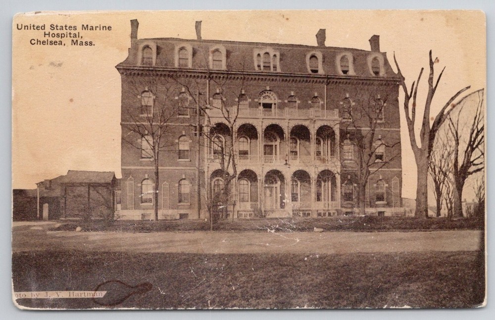 US Marine Hospital Chelsea Mass. RPPC Early 1900s J.V. Hartman Photo