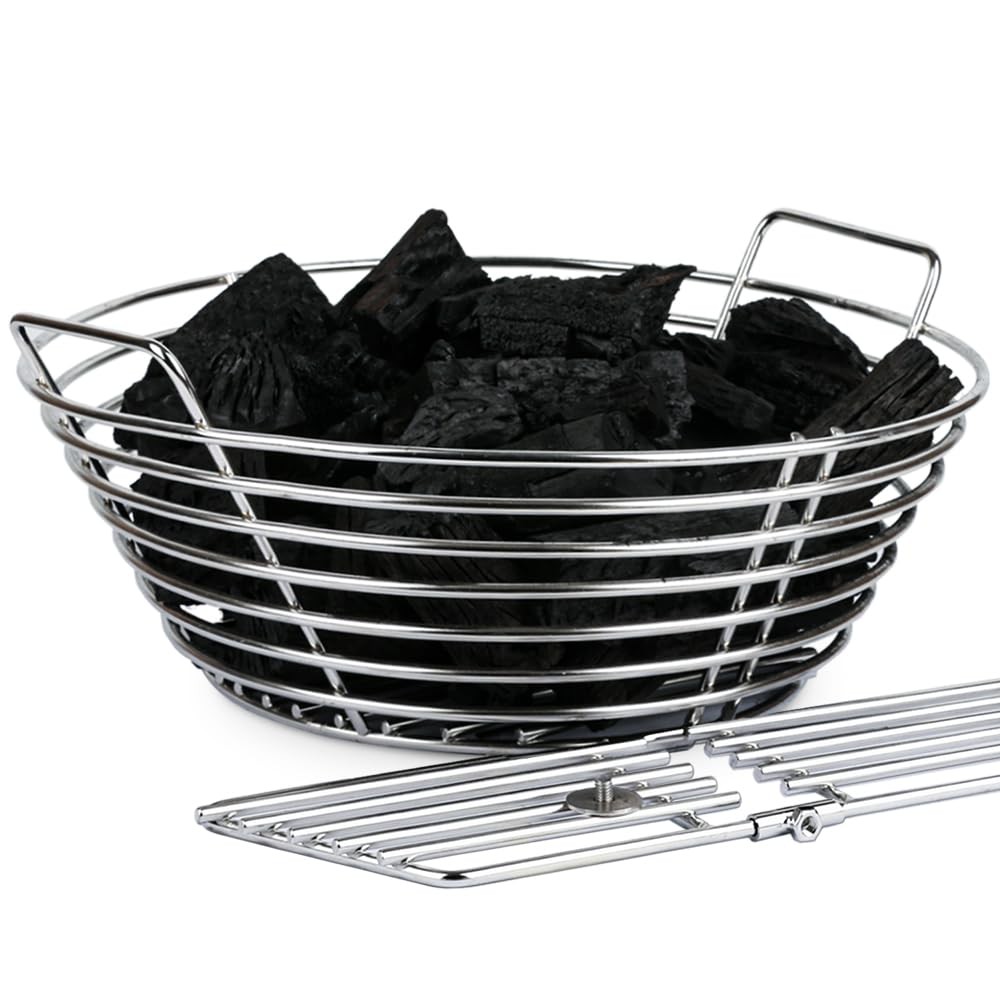 Stainless Steel Charcoal Ash Basket for Large Big Green Egg & Kamado Joe Clas...