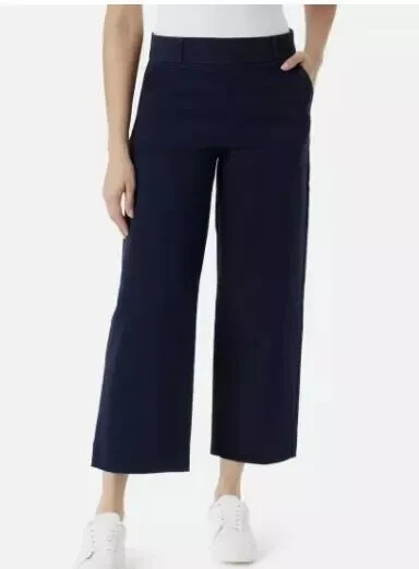 Gloria Vanderbilt Womens Navy Wide-Leg Pull-On Crop Pants Size 6 New