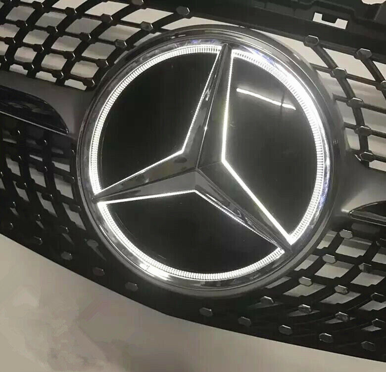 Front Grill LED Star Emblem Silver Badge For Mercedes Benz 2015-2019 GLC GLE GLS