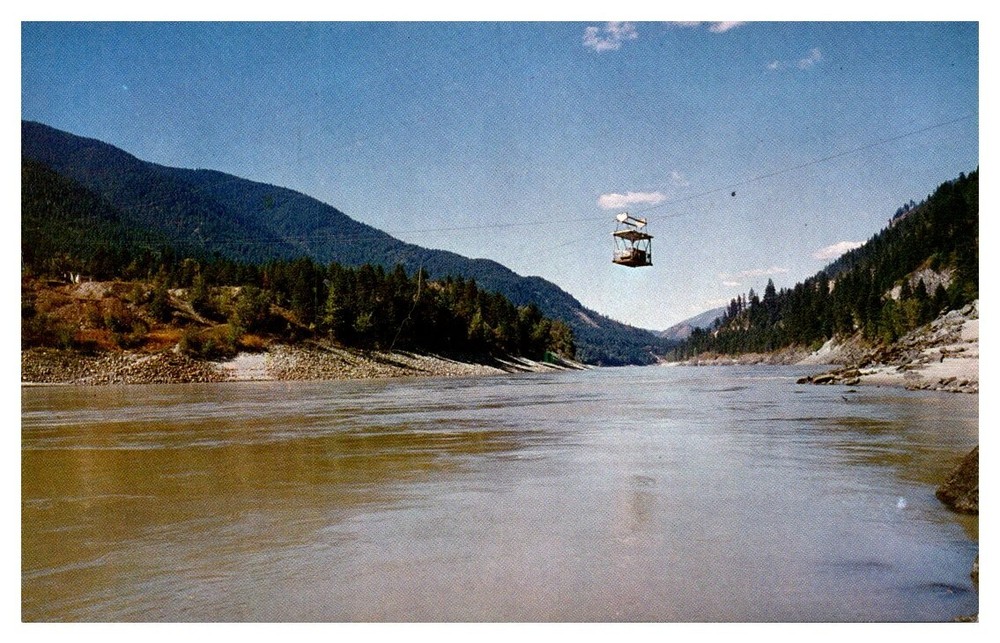 Aerial Car Ferry Boston Bar North Bend Fraser Canyon BC Canada Vintage Postcard