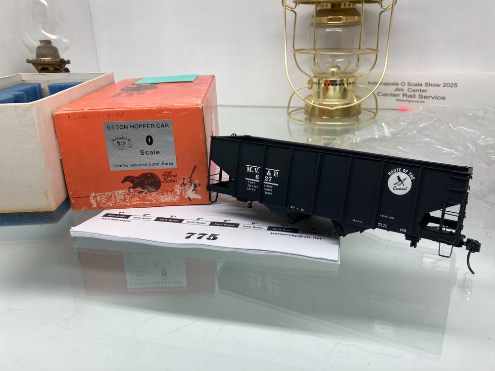 775 Precision Scale Co. MV&P 55 ton Hopper Car # 627 Brass O Scale 2 Rail