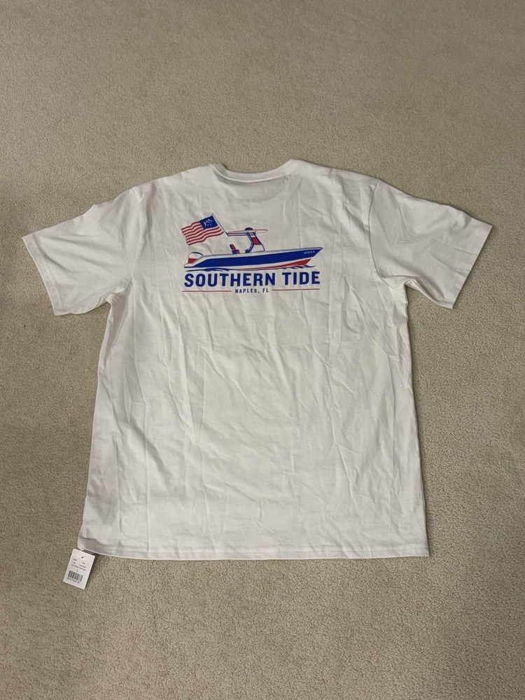 Southern Tide Skipjack T-Shirt Large White Naples Florida Boat NWT