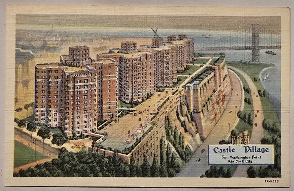 Castle Village Fort Washington Point NYC Vintage Linen Postcard Unposted