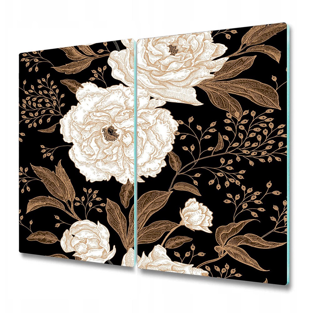 Glass Kitchen Chopping Board Worktop Saver Rose brier brown and white 2x30x52
