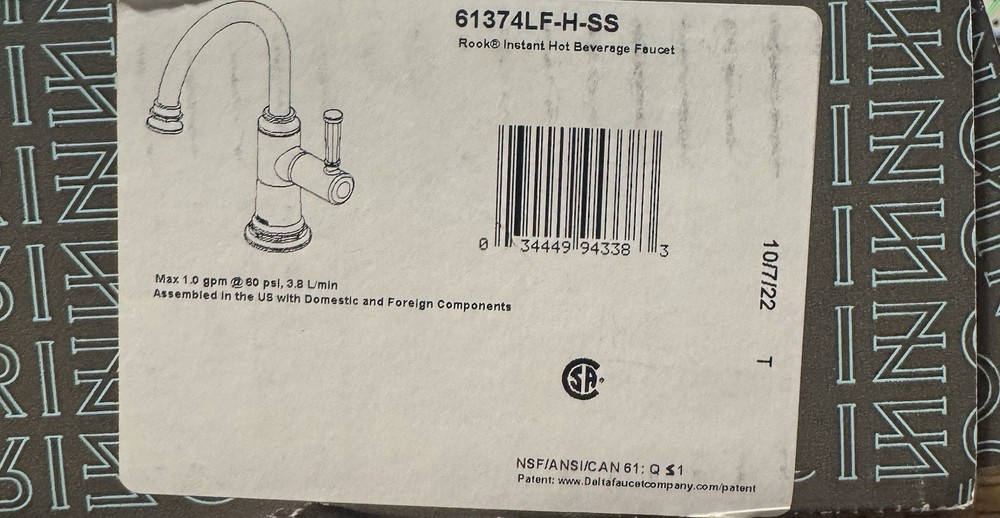 Brizo 61374LF-H-SS Rook 1.5 GPM Hot Only Water Dispenser Faucet Stainless Steel